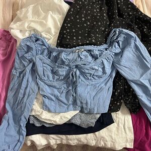 Pacsun Blue Sweetheart Neckline Blouse